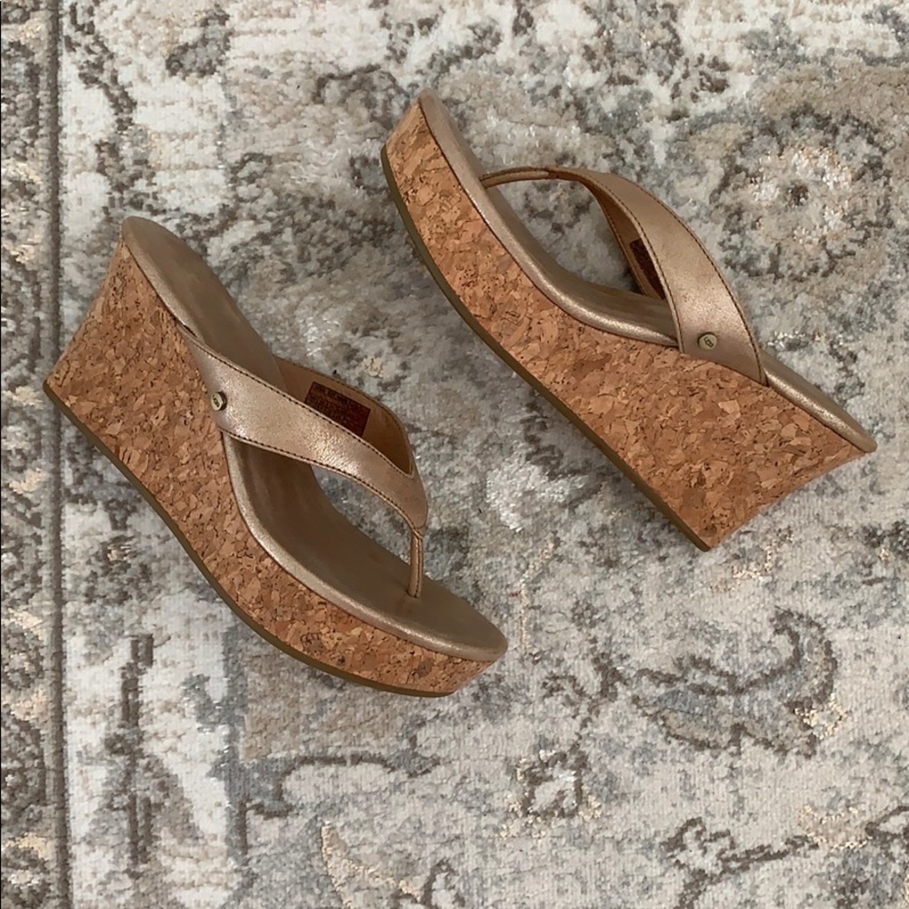 UGG wedge sandals - gold/cork